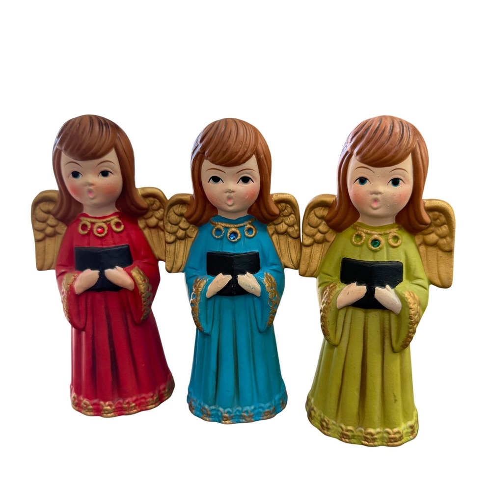 Vintage Ardco Chalkware Angel Figurines Set of 3 Choir‎ Angels – Japan 1960s